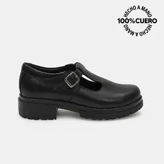RABBIT - Zapato Escolar Casual MANA-2604 Negro Cuero