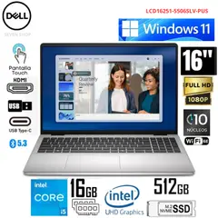DELL - 16 DC16251 CORE™ 5 120U 512GB SSD 8GB 16″ TOUCHSCREEN WIN11 SILVER BACKLIT KEYBOARD