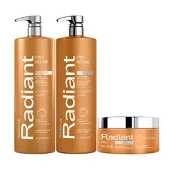 RADIANT - Argan Pro Repair Shampoo Acondicionador Mascarilla 1 Lt