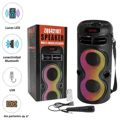 GENERICO - Parlante Portátil SPEAKER ZQS-42107 Bluetooth con Luces LED + Micrófono