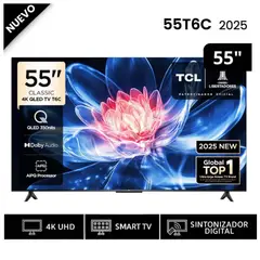 TCL - Televisor Smart TV 55 4K QLED Google TV 55T6C