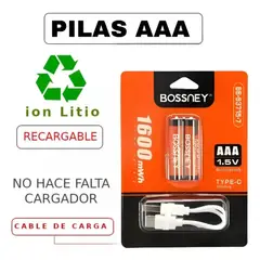 BOSS - Pilas Aaa Recargables Usb Tipo C 15v 1600mwh