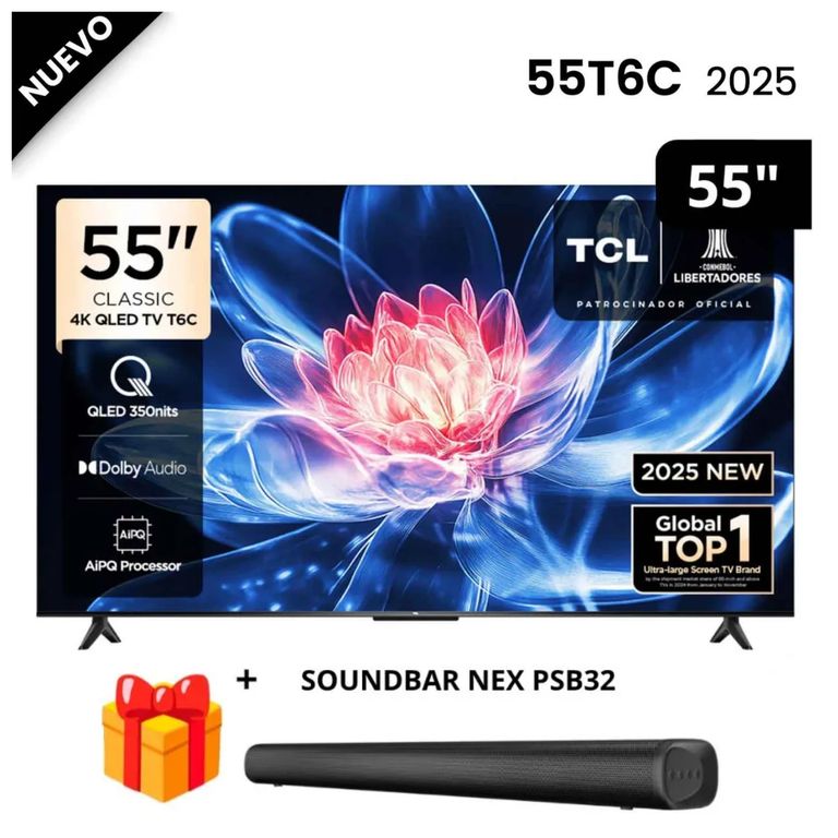 Televisor 55 QLED 4K Ultra HD 55T6C + Soundbar Nex