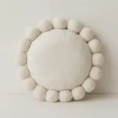 ZALMOHADAS - Cojín Redondo Pom Pom Perla 45x45 cm