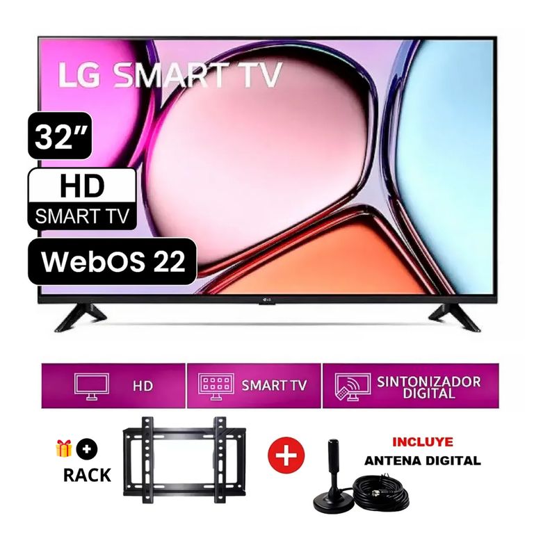 TELEVISOR 32 SMART TV LED 32LQ600BPSA + Rack + Antena