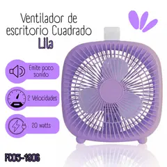 GENERICO - Ventilador de escritorio Cuadrado - LILA