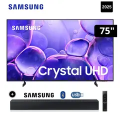 SAMSUNG - TELEVISOR CRYSTAL 75 UHD 4K UN75U8000FGXPE + SOUNDBAR