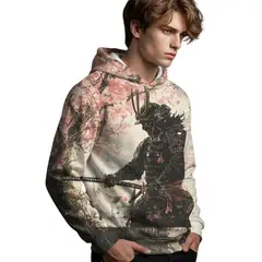 GENERICO - Jersey Urbano para Hombre con Estampado Samurai - Estilo Japonés