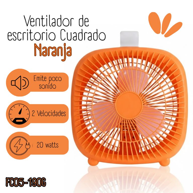 Ventilador de escritorio Cuadrado - NARANJA