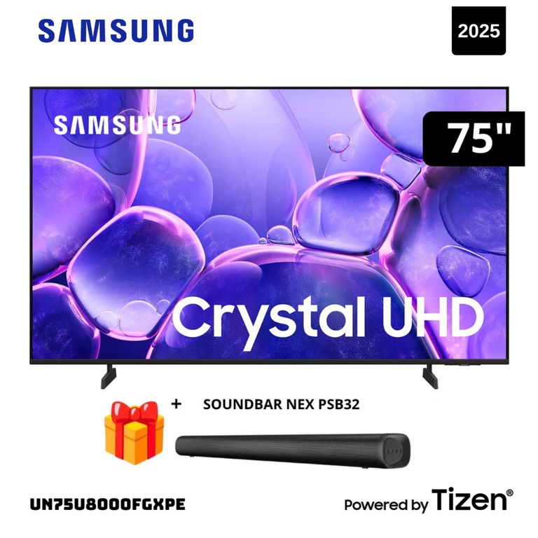 Televisor CRYSTAL UHD 75 4K Smart TV UN75U8000FGXPE + SOUNDBAR NEX