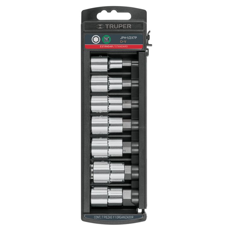 Juego de 7 Dados Encastre 1/2" Punta Hexagonal Standard 102239
