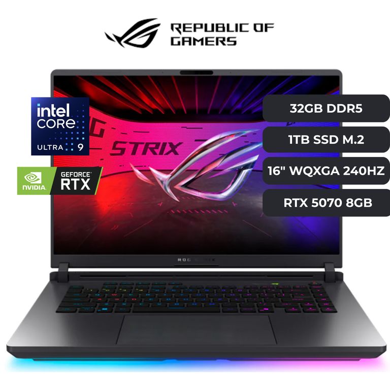 ROG Strix G16 Core Ultra 9 275HX, RTX 5070 8GB, 32GB RAM, 1T