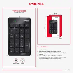 CYBERTEL - Teclado Numérico Alámbrico Vortex - CYB K300