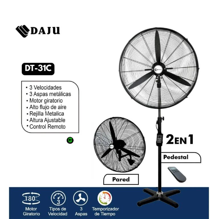 VENTILADOR 2 EN 1 DAJU DT-31C 30" DE PARED Y PISO C/CONTROL REMOTO