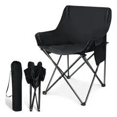 ELMEJORPRECIO - Silla Plegable Portátil para Camping y Playa Flex Talla M Negro