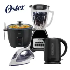 OSTER - Combo Licuadora + Olla Arrocera 1.8 LT + Hervidor 1.7 LT + Plancha a Vapor