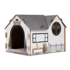 QHALITECH - CASA DE CARTON PARA GATOS CON RASCADOR CLUB HOUSE