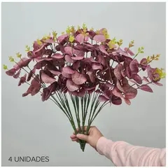 GENERICO - Juego de 4 ramos de eucalipto artificial para arreglos florales