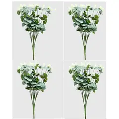 GENERICO - Juego de 4 ramos de eucalipto artificial para arreglos florales