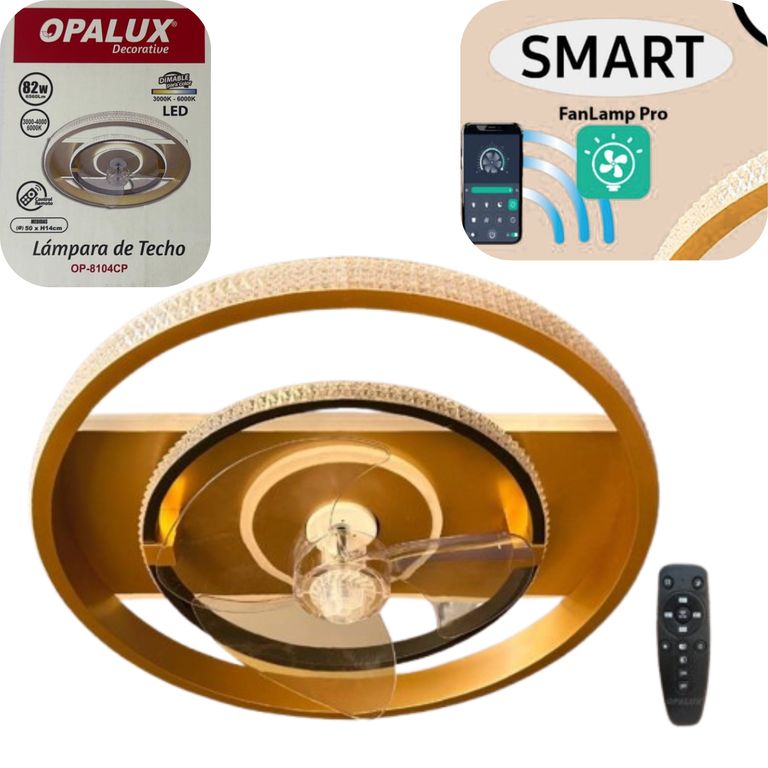 LAMPARA VENTILADOR CON LUZ LED SMART