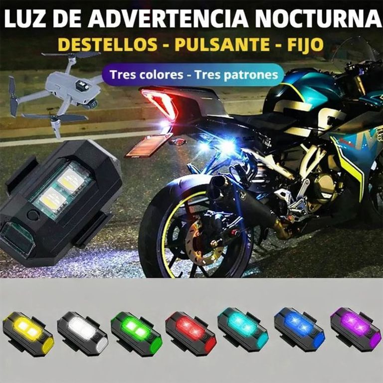 Pack 2 und. Mini Luz LED Estroboscópica Anticolisión USB para Drones Motocicletas 7 Colores