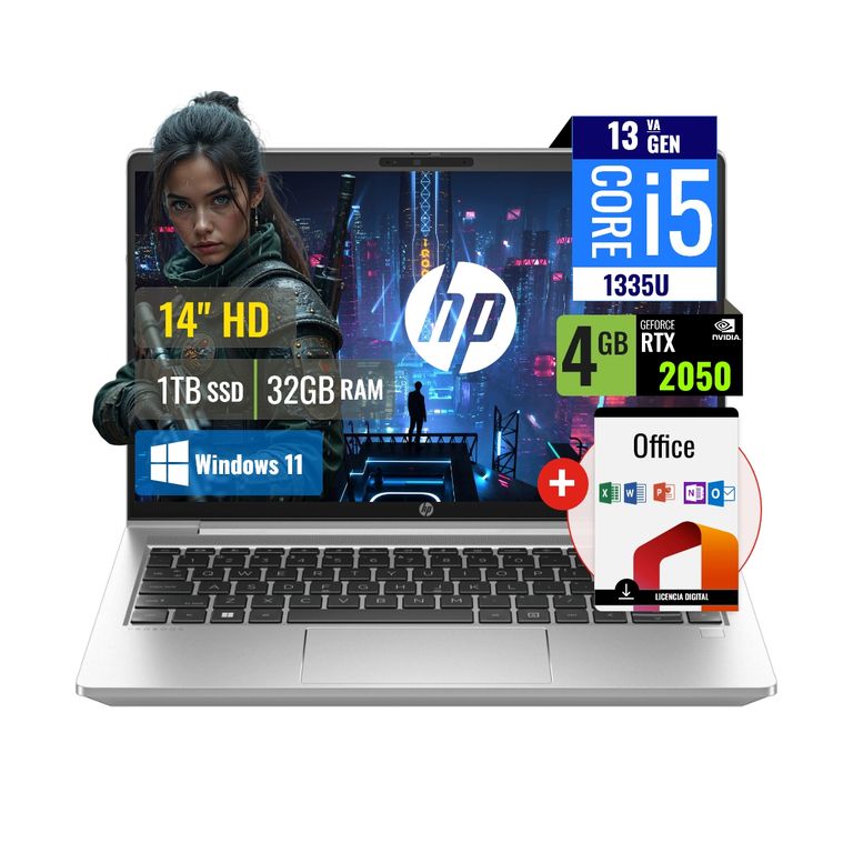Combo Laptop ProBook 440 Intel Core i5 1335U 32GB RAM 1TB SSD 4GB RTX 2050 14 HD Windows 11 + Office