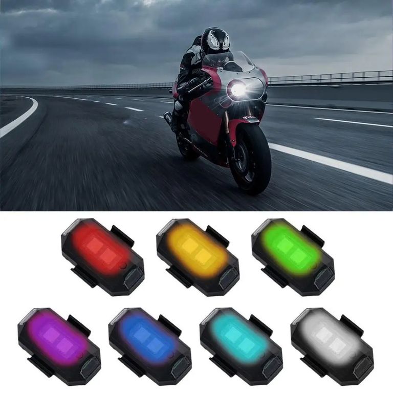 Pack 2 und. Mini Luz LED Estroboscópica Anticolisión USB para Drones Bicicletas 7 Colores Genieka