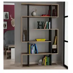 DABUILDINGSER ACEROS & MUEBLES - Estante Moderno Damaris Premium Roble Negro