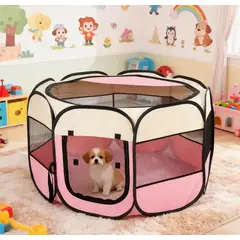 GENERICO - CORRAL PLEGABLE PARA MASCOTAS TALLA M 90x90x60 cm - ROSADO