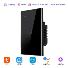 GENERICO - Interruptor de Luz WiFi Inteligente Táctil de Pared Compatible con Alexa y Google
