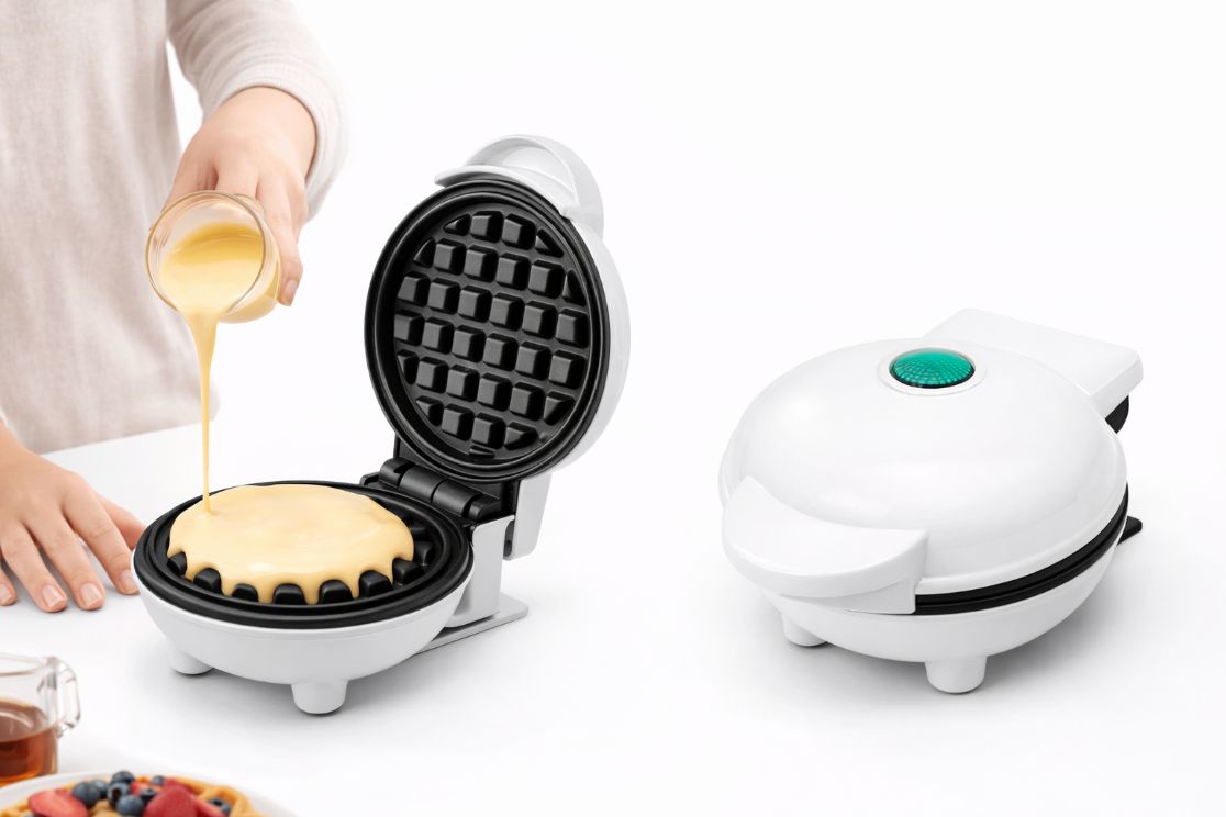 Mini Waffle Maker Personal Antiadherente Fácil De Limpiar