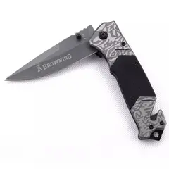 BROWNING - Navaja Plegable Multiuso de Acero 440 para Outdoor y Camping