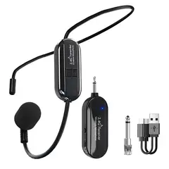 GENERICO - Micrófono Inalámbrico Profesional con Diadema y Receptor Plug & Play