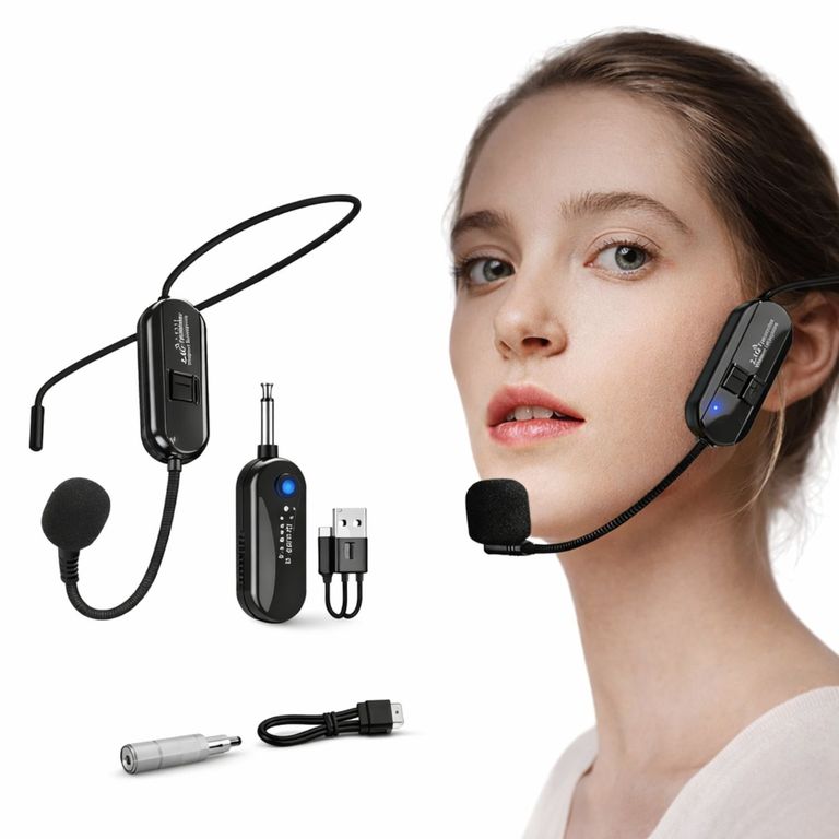 Micrófono Inalámbrico de Diadema con Receptor para Parlantes y Amplificadores