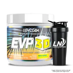EVOGEN - EVP 3D Pre-entreno Sin estimulantes 40 Servicios - Trueno Tropical + Shaker