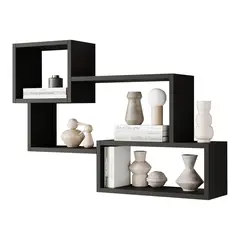 GENERICO - Repisa Flotante Melamina 87x54x18cm Negro