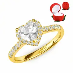 GENERICO - Anillo de Promesa Corazon Acero Regulable Dorado Cofre Rosa