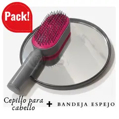 OEM - Cepillo Mejorado Para Cabello + Bandeja Espejo Circular para Joyas Multifuncional
