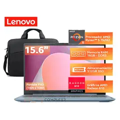 LENOVO - Laptop Ideapad Slim 3 Ryzen 5 7520u, 16gb, 512gb 15.6", gris