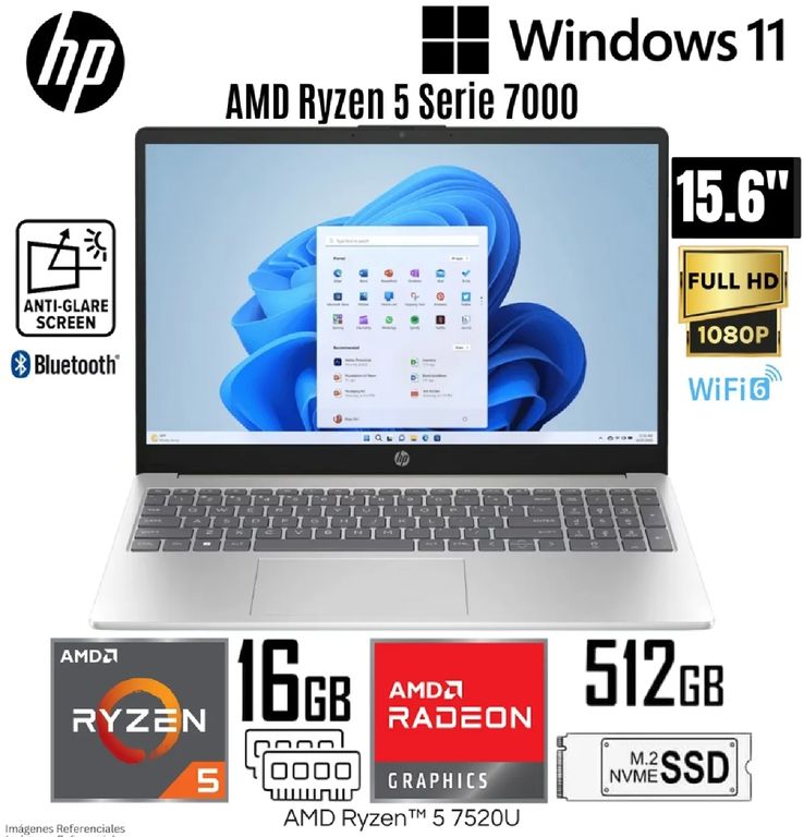 Laptop 15-FC0256LA Ryzen 5 7520U 16GB RAM 512GB SSD 15.6” FHD