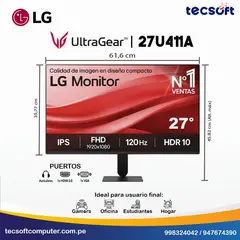 LG - MONITOR UltraGear 27U411A-B 27 IPS FHD 120Hz 1ms