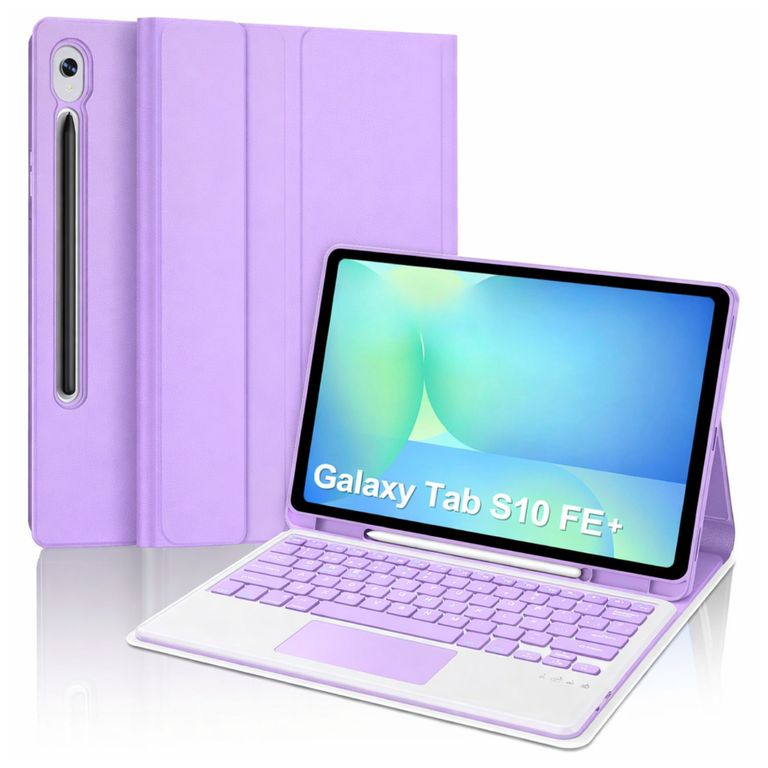 Funda Con Teclado Bluetooth Para Samsung S10 FE PLUS 13.1 " - LILA