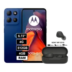 MOTOROLA - Moto G15 4GB 512GB Azul + Audífonos SONY WF-C510 Negro