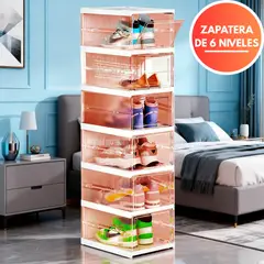 GENERICO - Organizador De Zapatos Plegable Para 6 Pares Marrón Translúcido