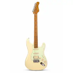 SMIGER - Guitarra eléctrica HSS Blanco Vintage de maple tostado L G2 PRO