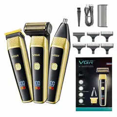 OEM - Afeitadora Eléctrica Cortadora de Cabello Barba y Nariz 3 en 1 Inalámbrica Vgr V-366
