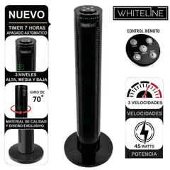 WHITELINE - Ventilador Torre YF-T03214 45W 3 Velocidades Diseño Moderno Eficiencia Energética Negro