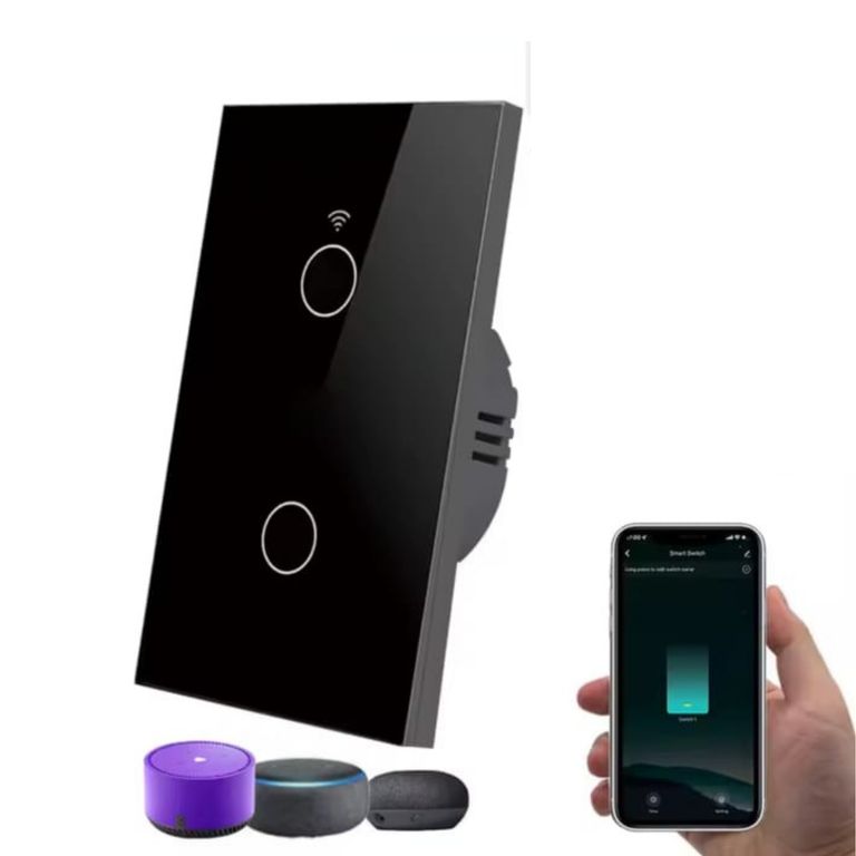 Interruptor Smart Wifi doble sin Neutro - Negro