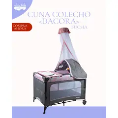 EBABY - CUNA CORRAL MECEDORA PARA BEBE COLECHO DACORA FUCSIA