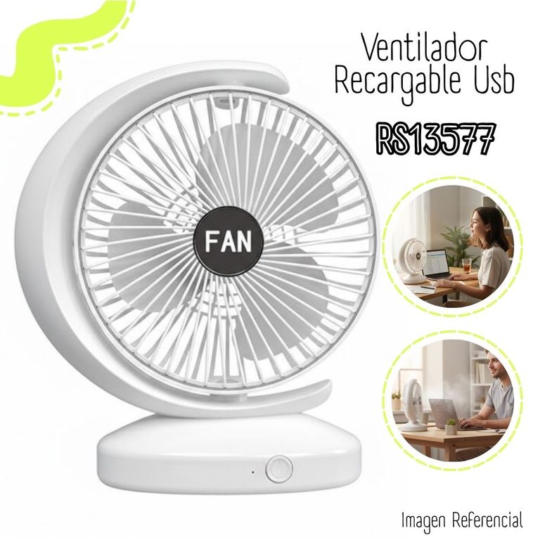 VENTILADOR RECARGABLE USB BLANCO RS13577